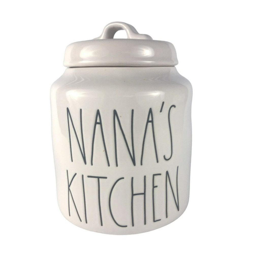Rae Dunn Nanas Kitchen White Ceramic Canister Farmhouse Style NWT Rustic Decor